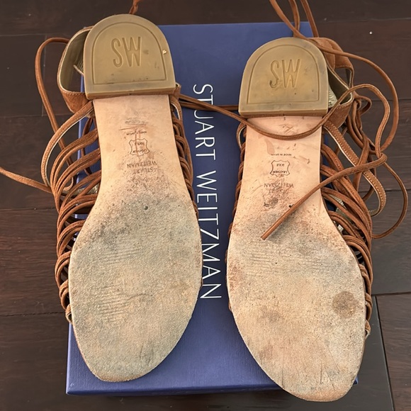 Stuart Weitzman Knot Again Brown Suede Sandals 8.5 - Picture 4 of 5